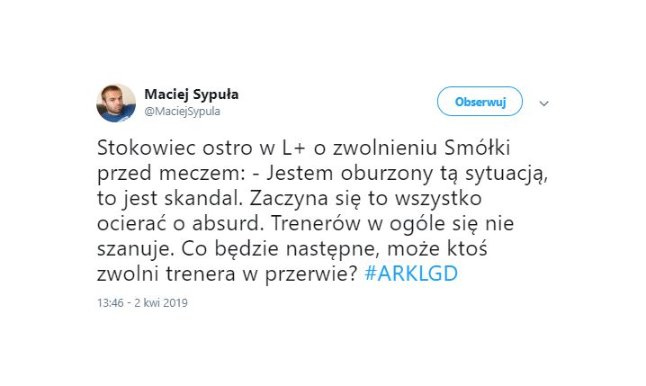 MOCNE słowa Stokowca nt. zwolnienia Smółki tuż przed meczem!